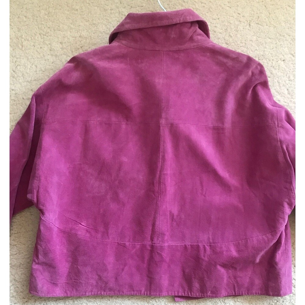 JONES New York Fuchsia Pink Suede Leather Blazer Jacket Button Front VINTAGE NWT - Picture 3 of 14